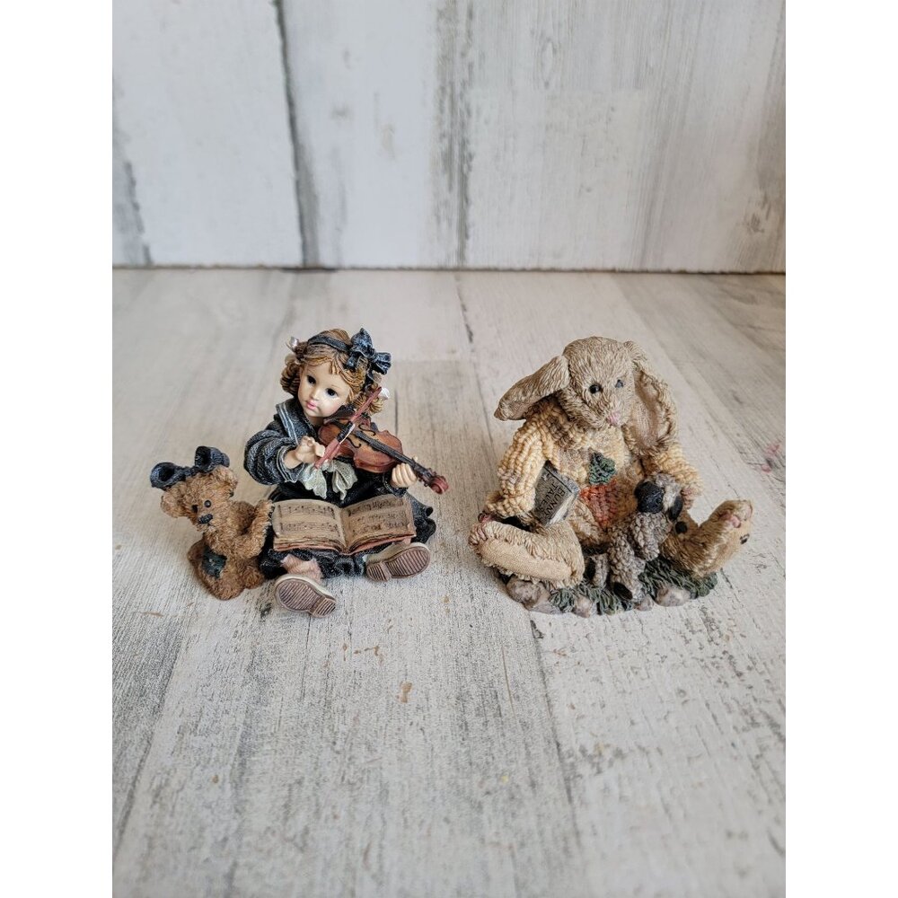 Boyds bears friends bunny‎ girl violin figure decor set Xmas Easter